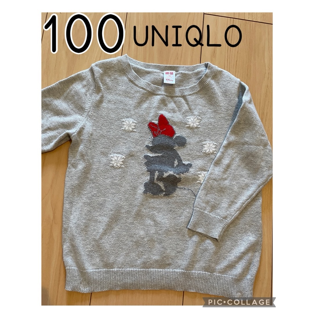 UNIQLO(ユニクロ)のUNIQLOミニーマウスニット綿100% 100センチ　グレー キッズ/ベビー/マタニティのキッズ服女の子用(90cm~)(ニット)の商品写真