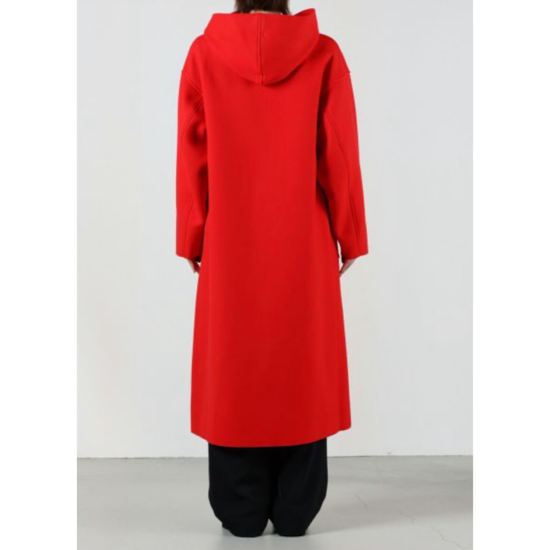 HYKE(ハイク)のHYKE MELTON HOODED WORK COAT RED サイズ1 レディースのジャケット/アウター(ロングコート)の商品写真