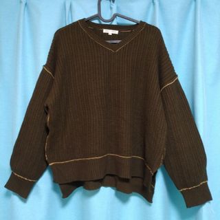 ザショップティーケー(THE SHOP TK)の【THE　SHOP　TK】Vネックダークブラウンニット　Lサイズ(ニット/セーター)