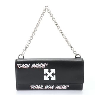 オフホワイト(OFF-WHITE)の極美品 OFF-WHITE オフホワイト Jitney アロー ロゴ チェーン ロング ウォレット レザー 長財布 メンズ レディース ENT お32-3(財布)