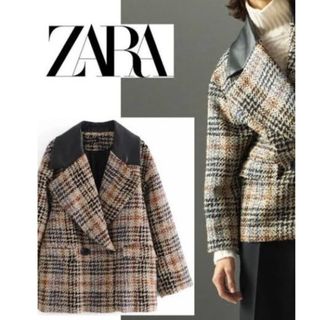 ザラ(ZARA)のzara チェックジャケット/ハーフコート(テーラードジャケット)