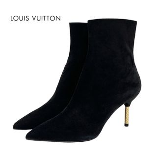 ルイヴィトン(LOUIS VUITTON)の未使用 ルイヴィトン LOUIS VUITTON アルティメートライン ショートブーツ アンクルブーツ モノグラムヒール スエード ブラック(ブーツ)