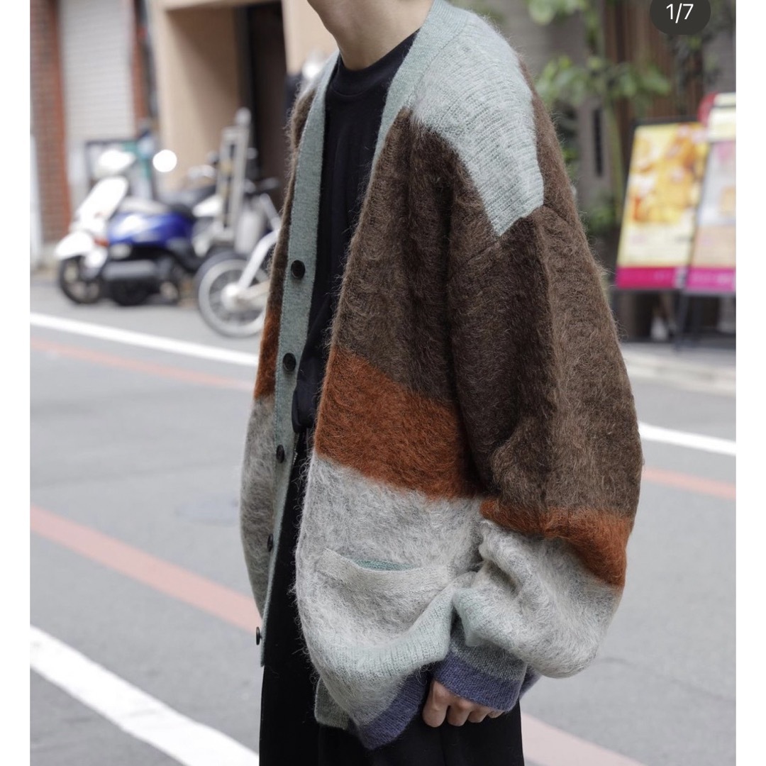 カーディガンyoke 23AW MOHAIR BORDER CARDIGAN