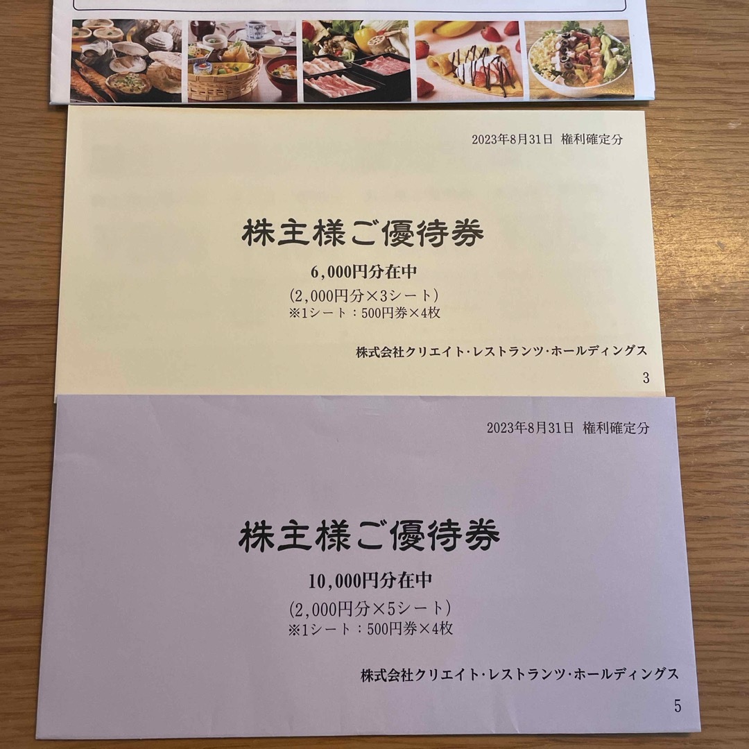クリレス　株主優待　16,000円分　2024年5月までレストラン/食事券