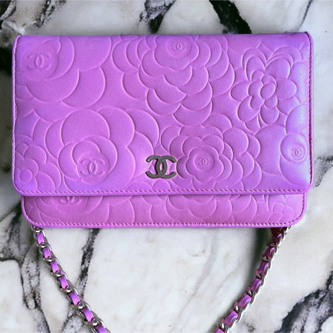 シャネル CHANEL カメリア チェーンウォレット レア色 ココマーク
