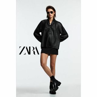 ザラ(ZARA)のZARA FAUX LEATHER BLOUSE 1208(シャツ/ブラウス(長袖/七分))