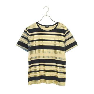 シャネル(CHANEL)のシャネル  P57909V35692 ショルダーボタンメタリックボーダーTシャツ レディース 40(Tシャツ(半袖/袖なし))