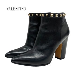 ヴァレンティノ(VALENTINO)のヴァレンティノ VALENTINO ブーツ ショートブーツ 靴 シューズ ロックスタッズ レザー ブラック 黒(ブーツ)