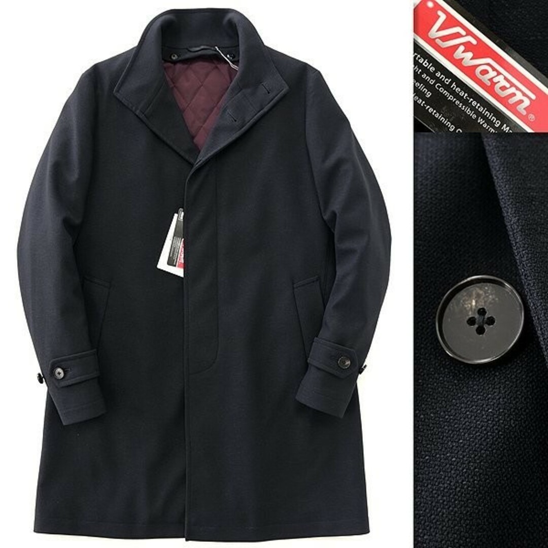 THE SUIT COMPANY(スーツカンパニー)の新品 スーツカンパニー 中綿ライナー 撥水 ボンディング 立ち襟 コート S 紺 メンズのジャケット/アウター(ステンカラーコート)の商品写真