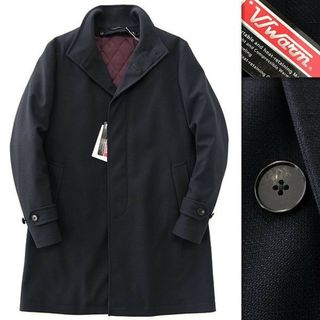 スーツカンパニー(THE SUIT COMPANY)の新品 スーツカンパニー 中綿ライナー 撥水 ボンディング 立ち襟 コート S 紺(ステンカラーコート)