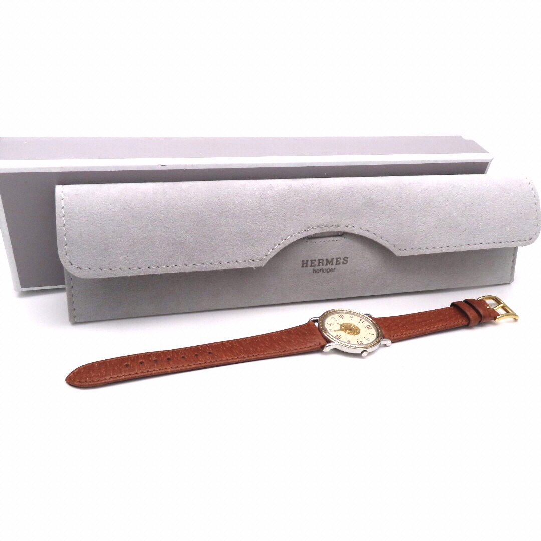 【5Pダイヤモンド】HERMES ’エルメス 時計’ セリエ コンビ ☆極美品☆