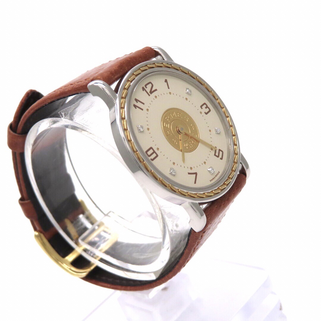 【5Pダイヤモンド】HERMES ’エルメス 時計’ セリエ コンビ ☆極美品☆
