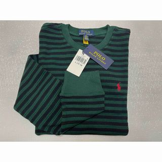 ポロラルフローレン(POLO RALPH LAUREN)の【新品】ラルフローレン ストライプド ワッフル コットン ロングスリーブ L(Tシャツ/カットソー)