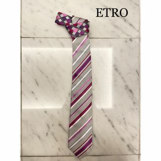 エトロ(ETRO)のエトロETROネクタイ ピンク✖️グレー(ネクタイ)