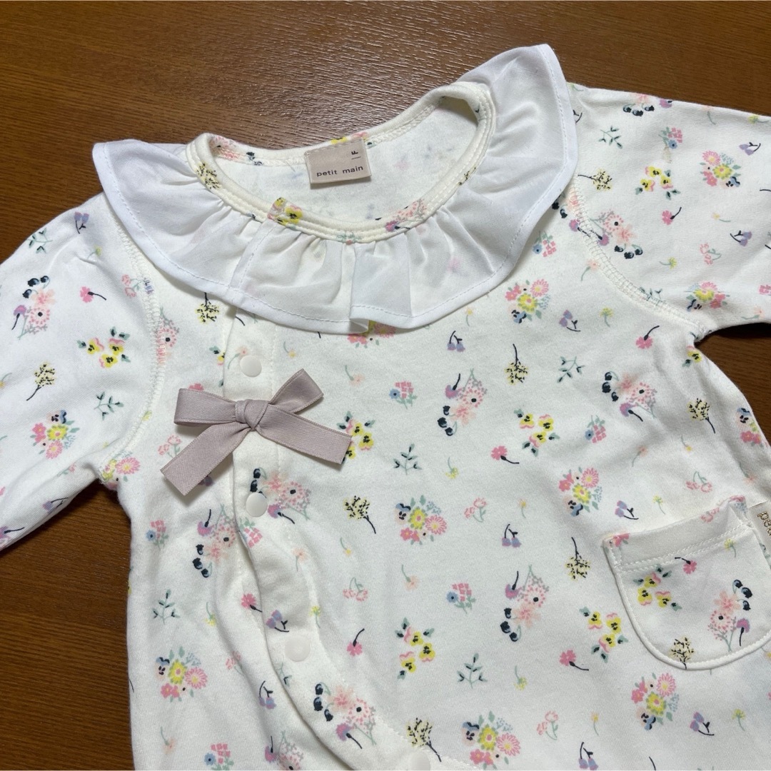 petit main(プティマイン)のpetit main プティマイン2wayオール  新生児　used 美品 キッズ/ベビー/マタニティのベビー服(~85cm)(カバーオール)の商品写真