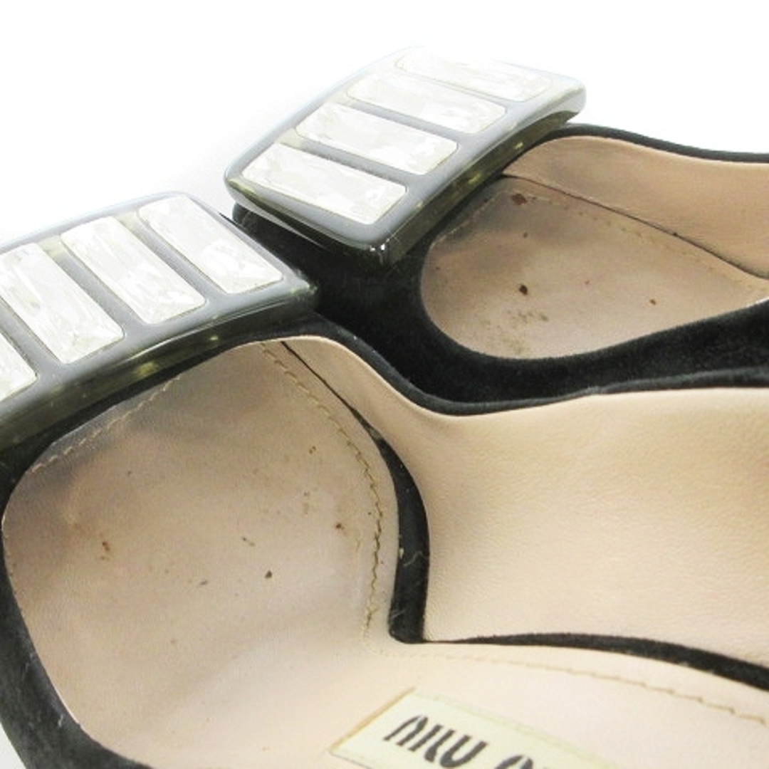 miumiu(ミュウミュウ)のミュウミュウ パンプス ハイヒール ビジュー スウェード 黒 34 21cm レディースの靴/シューズ(ハイヒール/パンプス)の商品写真