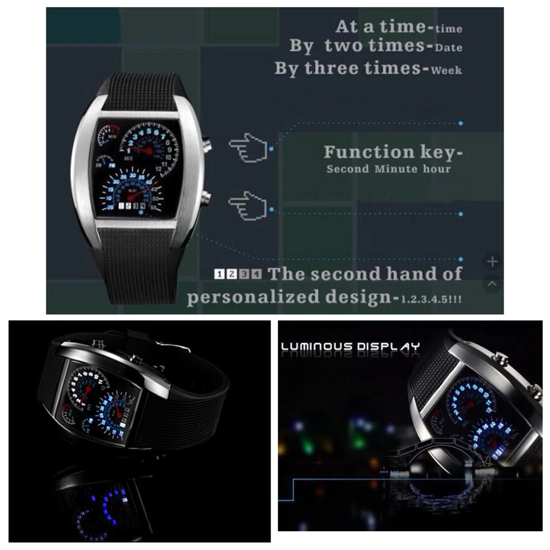 腕時計 デジタル腕時計 時計 LED スポーツ時計 ゴムベルト ウォッチ  メンズの時計(腕時計(デジタル))の商品写真