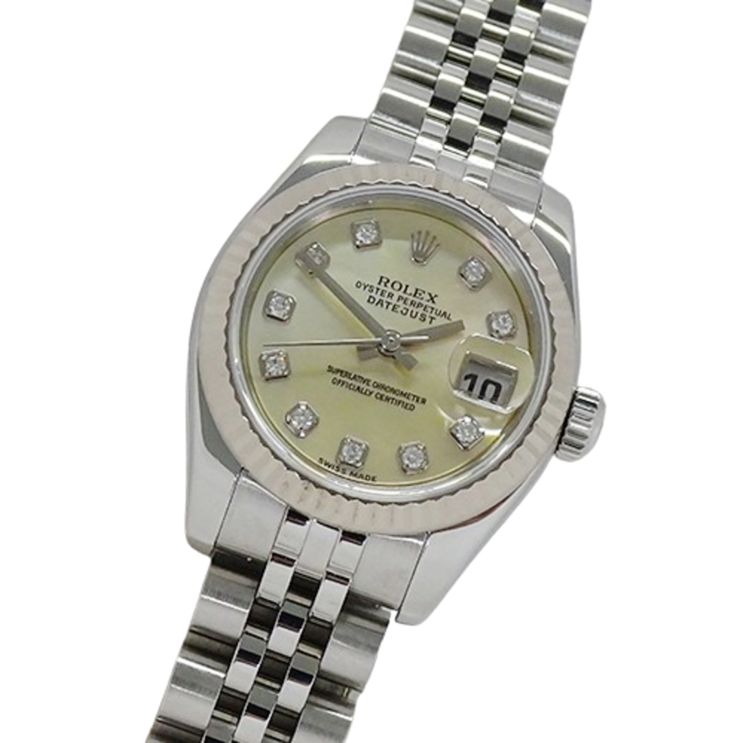 ROLEX(ロレックス)のロレックス ROLEX デイトジャスト 179174NG Ｄ番 時計 レディース ブランド イエローシェル 10P ダイヤモンド 自動巻き AT ステンレス SS WG 磨き済み【中古】 レディースのファッション小物(腕時計)の商品写真