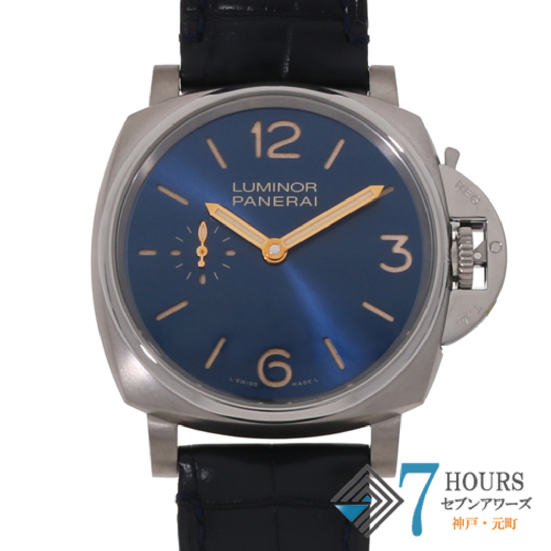 【117371】PANERAI パネライ  PAM00728 ルミノール ドゥエ ３デイズ チタニオ ブルーダイヤル TI/レザー（クロコ） 手巻き 保証書 純正ボックス 腕時計 時計 WATCH メンズ 男性 男 紳士W42mm腕周り