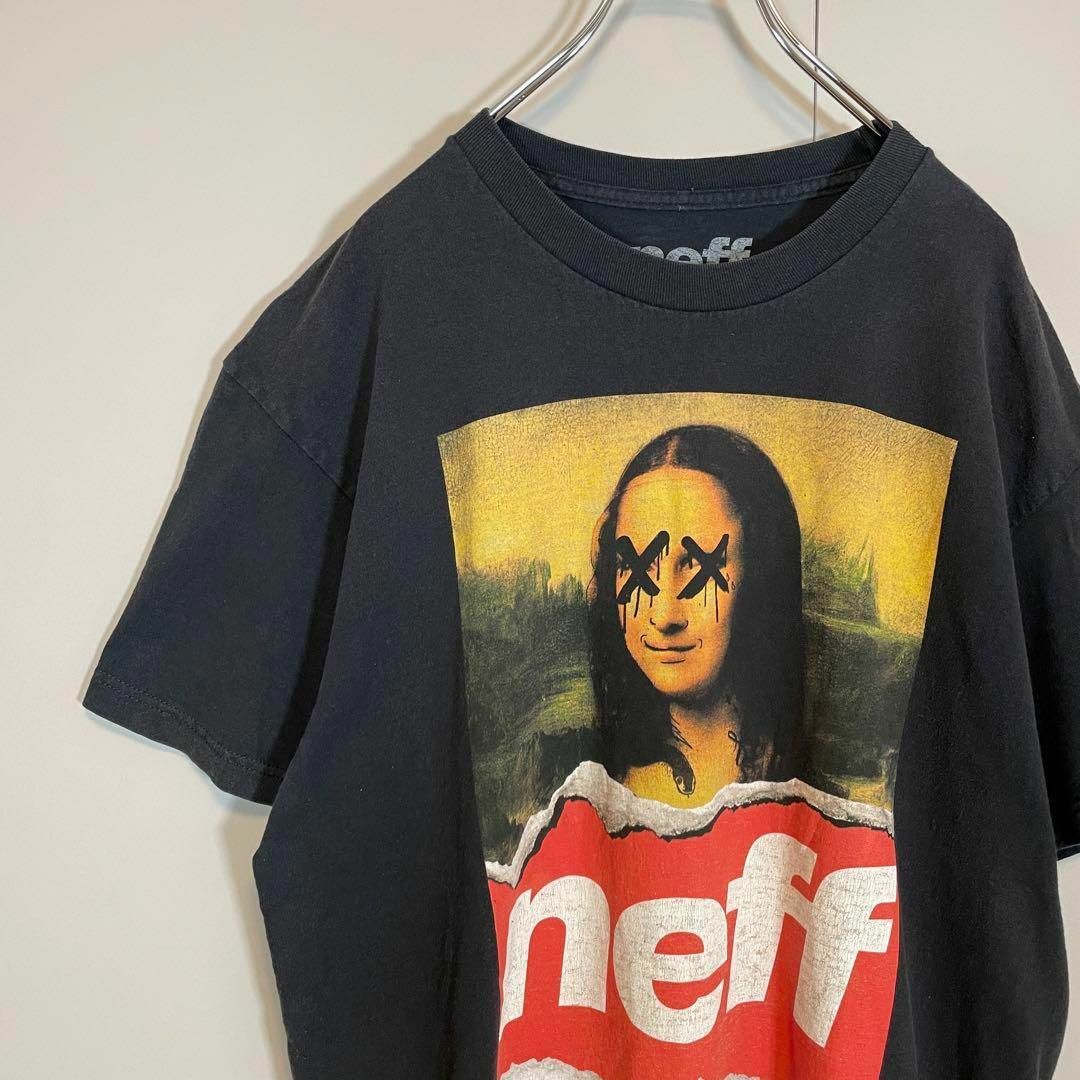 【メキシコ製、モナリザプリント】neff Tシャツ黒ストリートXL半袖古着屋CSPC