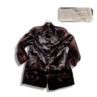 SAGA MINK Fur Griser サガミンク シェアードミンク ミドル丈 ファー コート 毛皮 size 9 レディース(毛皮/ファーコート)