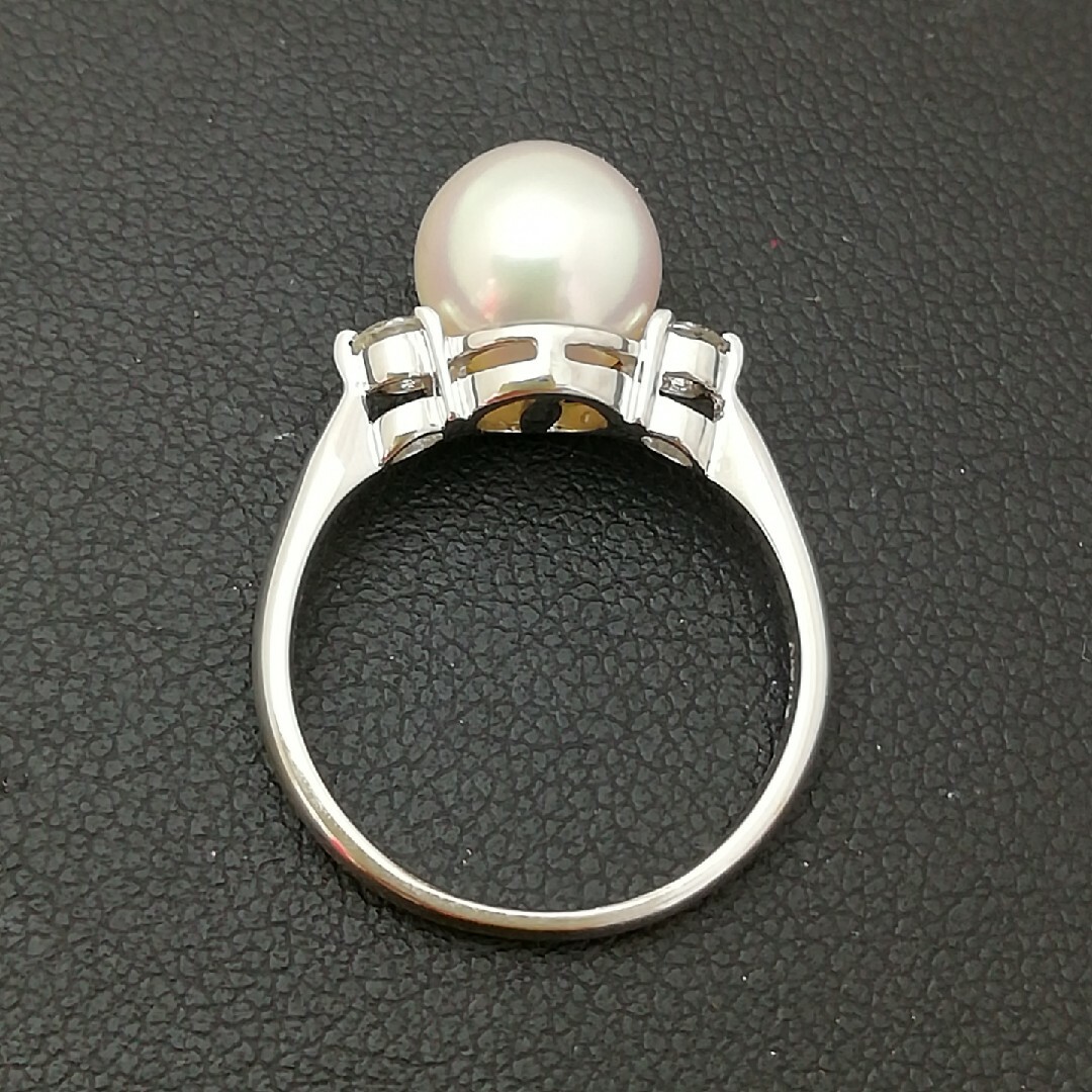 K18WG◯あこや真珠8.5㎜✨ダイヤ0.18ct✨付き　シンプル綺麗リング レディースのアクセサリー(リング(指輪))の商品写真