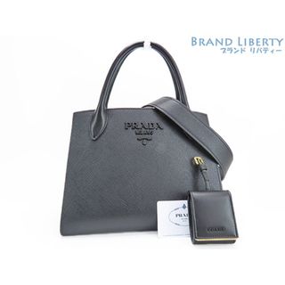 プラダ(PRADA)の美品プラダモノクローム サフィアーノレザー スモールバッグ2WAY ハンド(その他)