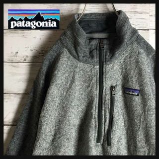 パタゴニア(patagonia)の【ビッグサイズ】パタゴニア☆ロゴ入りハーフジップフリース　薄手　グレー　756(ブルゾン)