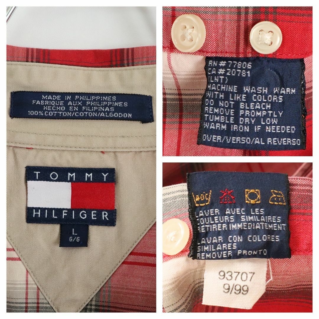 TOMMY HILFIGER(トミーヒルフィガー)の【90s】トミーヒルフィガー／オンブレチェックシャツ　刺繍ロゴ　Lサイズ　古着 メンズのトップス(シャツ)の商品写真