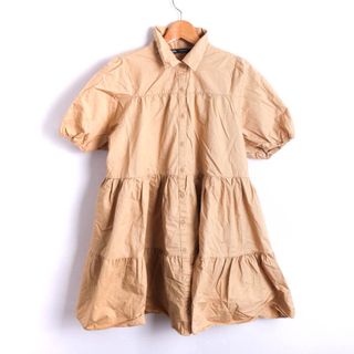 ザラ(ZARA)のザラ チュニック 半袖 シャツ コットン100％ 大きいサイズ トップス レディース USA Lサイズ ブラウン ZARA(チュニック)