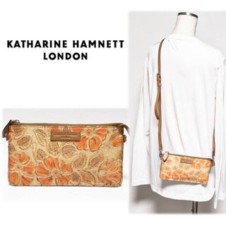 キャサリンハムネット(KATHARINE HAMNETT)の《キャサリンハムネット》新品 木彫り・レリーフ調 2WAY レザー長財布(財布)