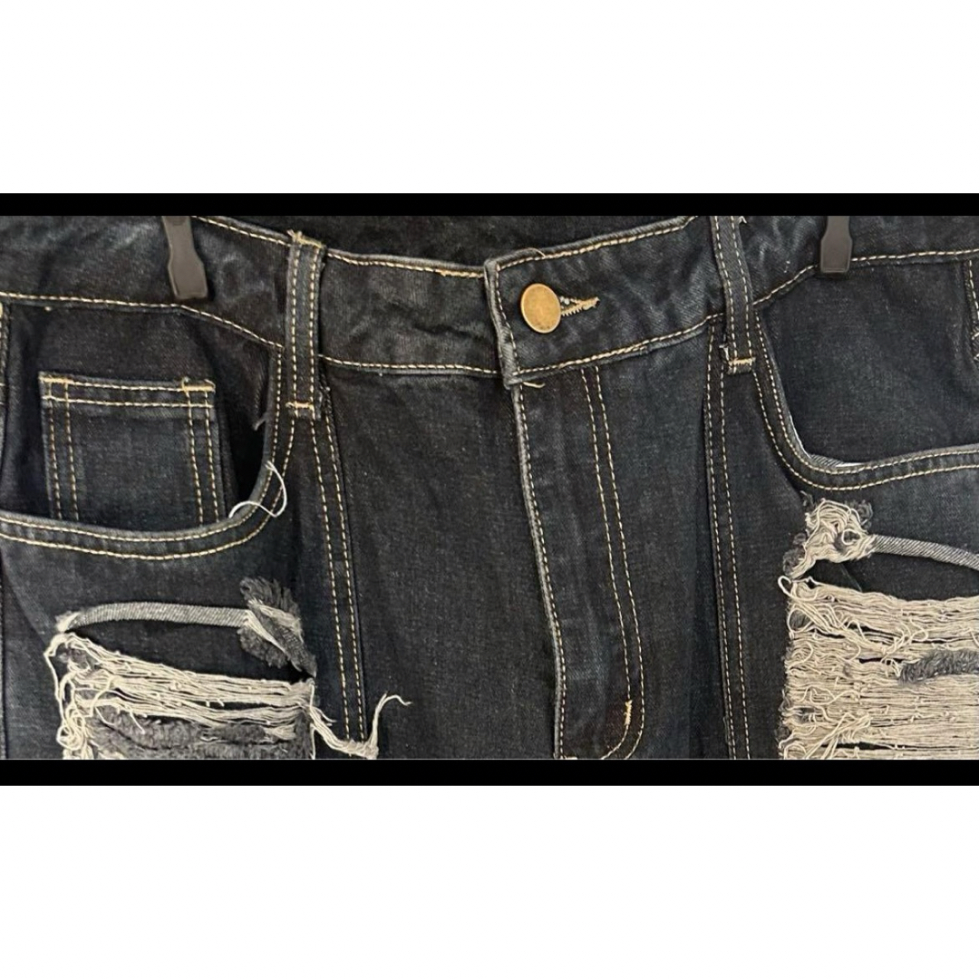 SHEIN コントラストパネルサイド ポケットパッチジーンズ Lサイズ レディースのパンツ(デニム/ジーンズ)の商品写真