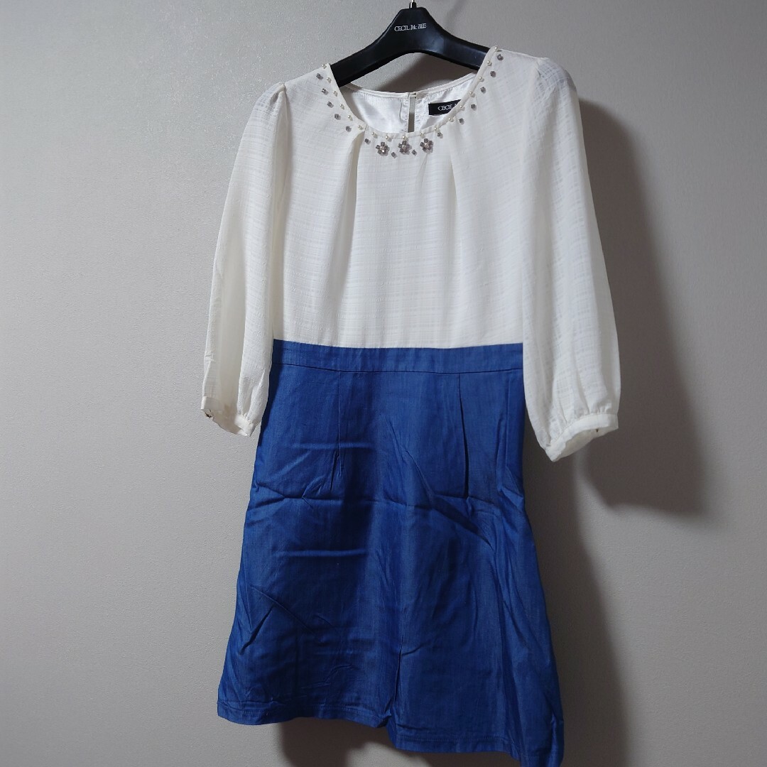 CECIL McBEE(セシルマクビー)のU053*Used!!CECILMcBEE/セシルマクビー★ドッキングワンピ☆Ｍ レディースのワンピース(ミニワンピース)の商品写真