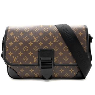 ルイヴィトン(LOUIS VUITTON)のLOUIS VUITTON ルイヴィトン ショルダーバッグ モノグラムマカサー アーチ―・メッセンジャー メッセンジャーバッグ 肩掛け 斜め掛け かばん 鞄 M46328    ブラウン 茶 ブラック 黒 ゴールド金具 メンズ 人気 美品【中古品】(ショルダーバッグ)