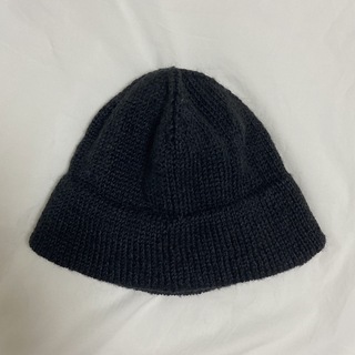 棒針編み ハンドメイド ビーニー ニット帽 ブラック(帽子)