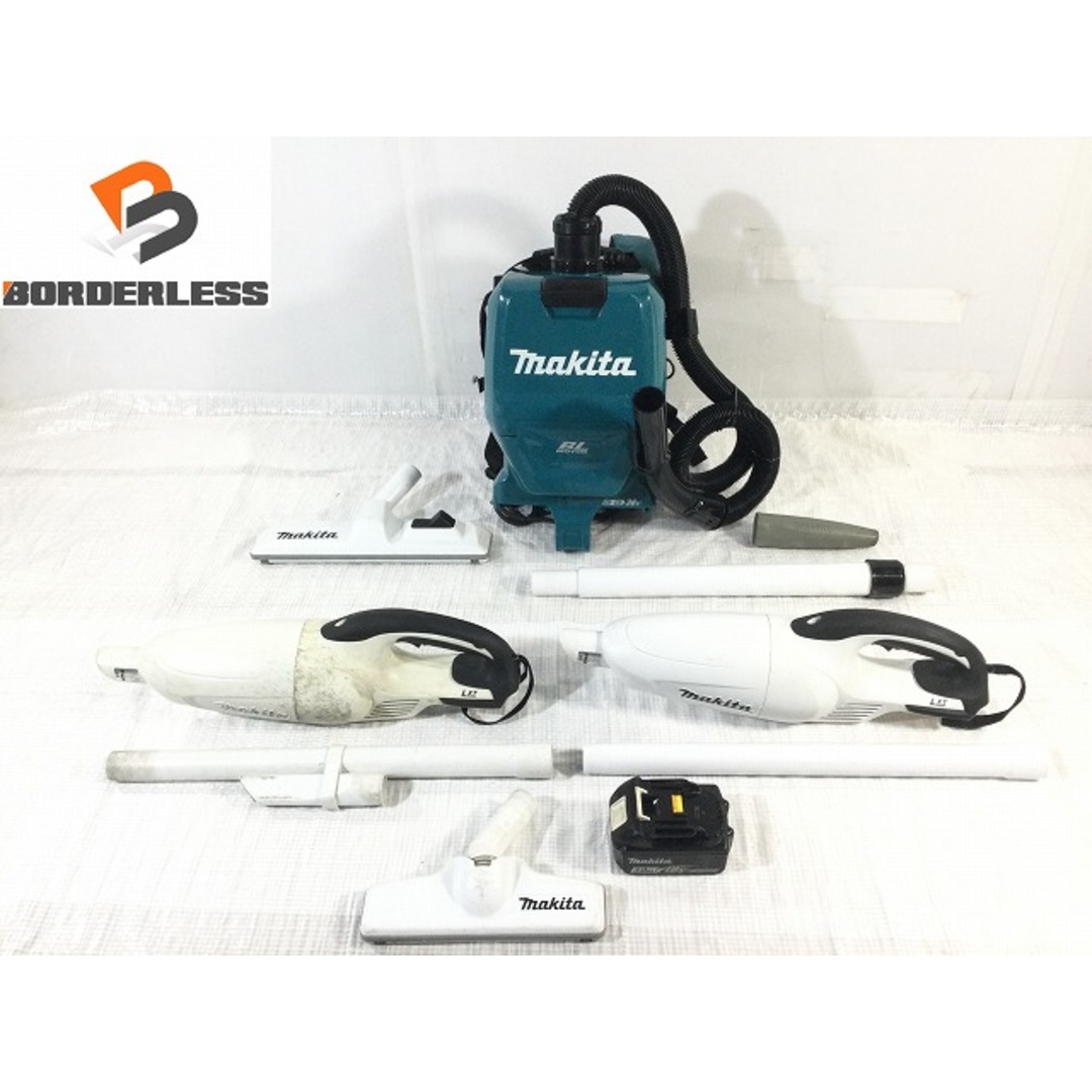 ☆品☆ makita マキタ 18V+18V=36V 充電式背負いクリーナー VC261DZ 本体 クリーナー CL180FD×2 本体+パーツ 81357自動車/バイク