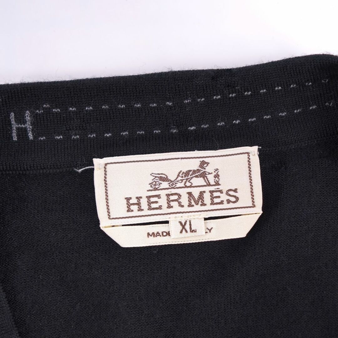 Hermes(エルメス)の美品 エルメス HERMES ニット セーター ロングスリーブ 長袖 Vネック ウール トップス メンズ XL ブラック メンズのトップス(ニット/セーター)の商品写真