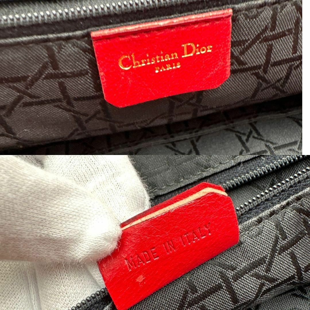 Christian Dior(クリスチャンディオール)の美品✨レディディオール　トートバッグ　レザー　レッド　カナージュ　A4 ビジネス レディースのバッグ(トートバッグ)の商品写真