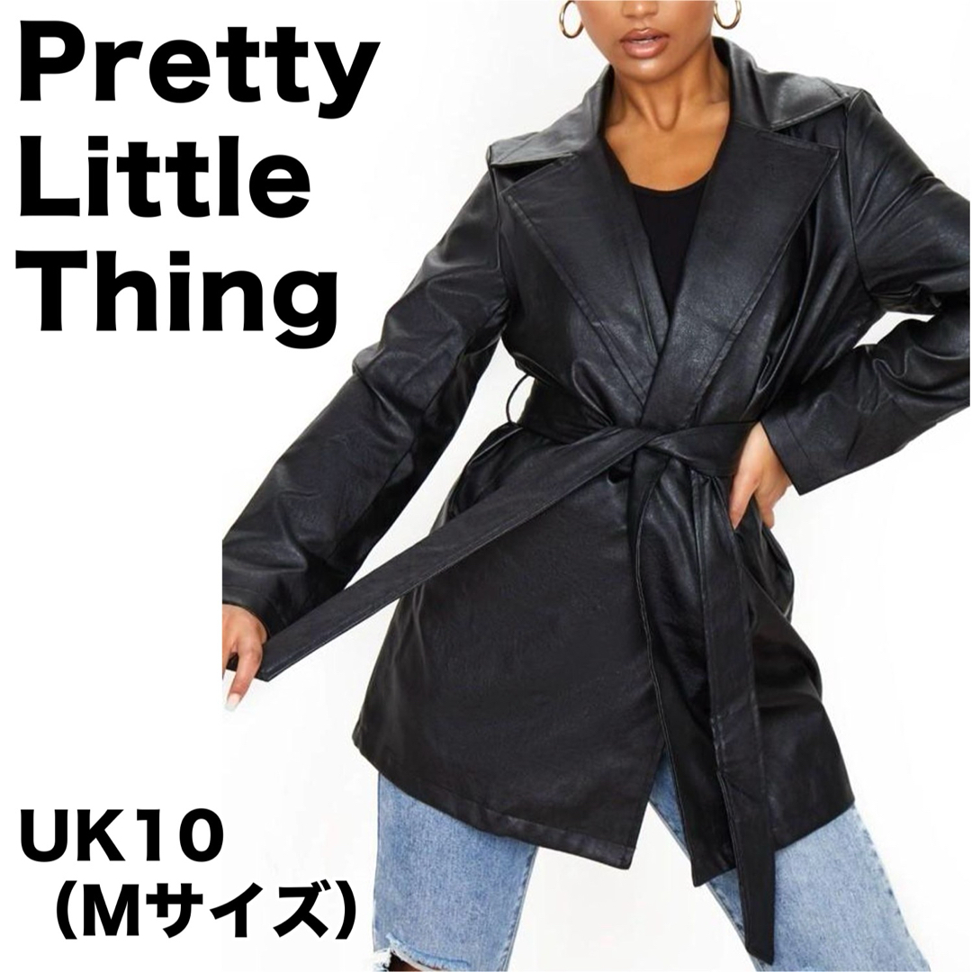 【Pretty Little Thing／Ｍサイズ】フェイクレザー ジャケットブラックサイズ