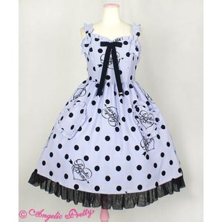 アンジェリックプリティー(Angelic Pretty)のangelic pretty dolly dotジャンパースカート ラベンダー(ひざ丈ワンピース)