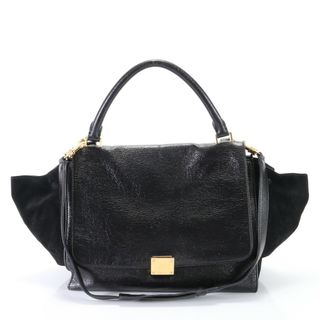 セリーヌ(celine)のセリーヌ トラペーズ レザー 2WAY ショルダーバッグ 肩掛け トート ハンド 本革 ブラック 黒 レディース EEM E13-2(ショルダーバッグ)