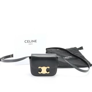 セリーヌ(celine)の新品同様 セリーヌ ミニ トリオンフ レザー ショルダーバッグ 斜め掛け クロスボディ ハンド ブラック 黒 レディース EEM E23-9(ショルダーバッグ)