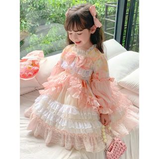 ロリータ 子供 ワンピース フリル 可愛い フォマール ピンク(ワンピース)