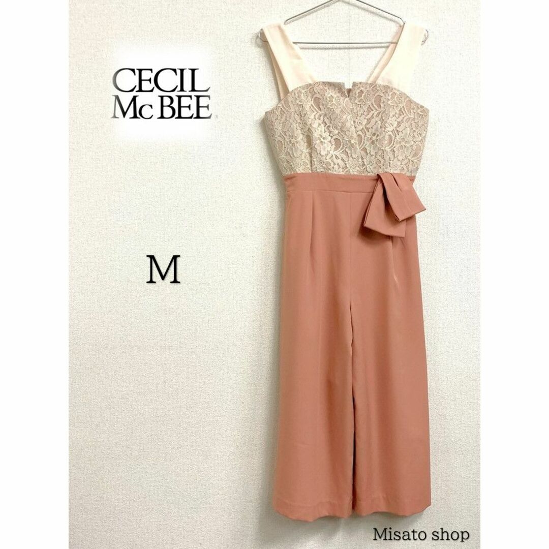 CECIL McBEE(セシルマクビー)の★CECIL McBEE★ セシルマクビー レース切替 コンビ サロペットピンク レディースのパンツ(オールインワン)の商品写真