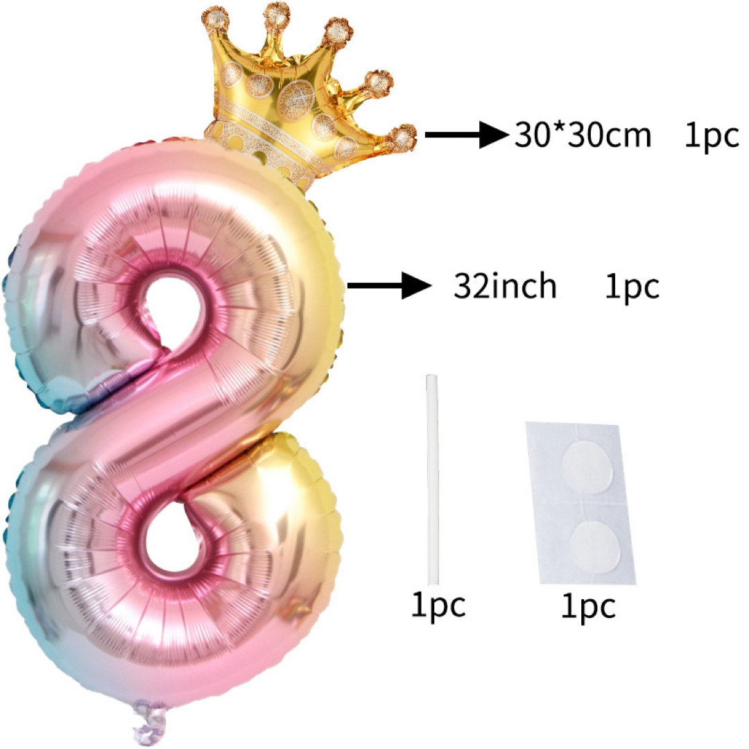 【最安値】飾りバルーン　クラウン付き　32インチ（83cm）数字6 数字9 キッズ/ベビー/マタニティのメモリアル/セレモニー用品(その他)の商品写真
