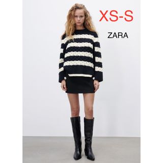 ザラ(ZARA)のZARA ボーダー ニットセーター ケーブルニット ボーダーニット 新品未使用(ニット/セーター)