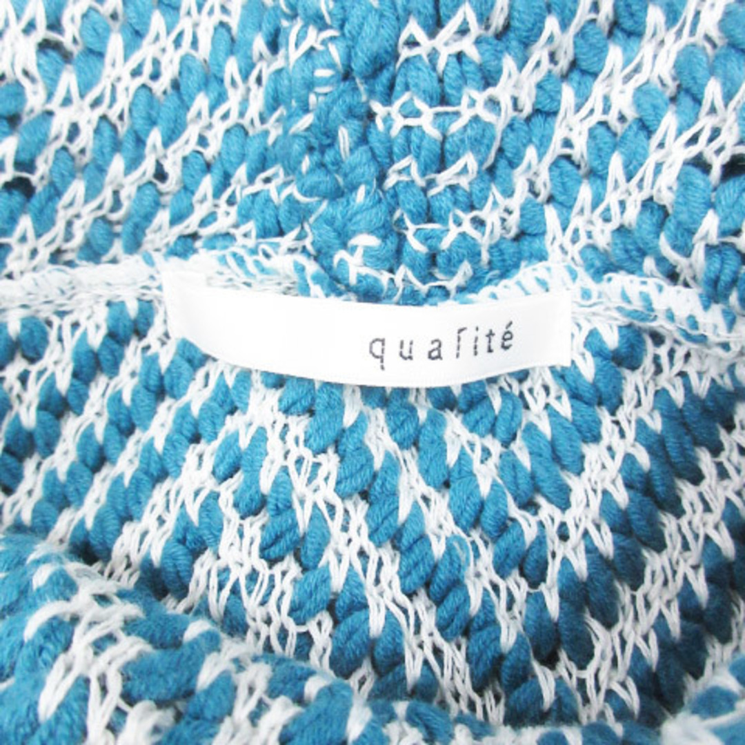 qualite(カリテ)のカリテ ニット セーター チュニック ノースリーブ F ターコイズブルー 青 白 レディースのトップス(ニット/セーター)の商品写真