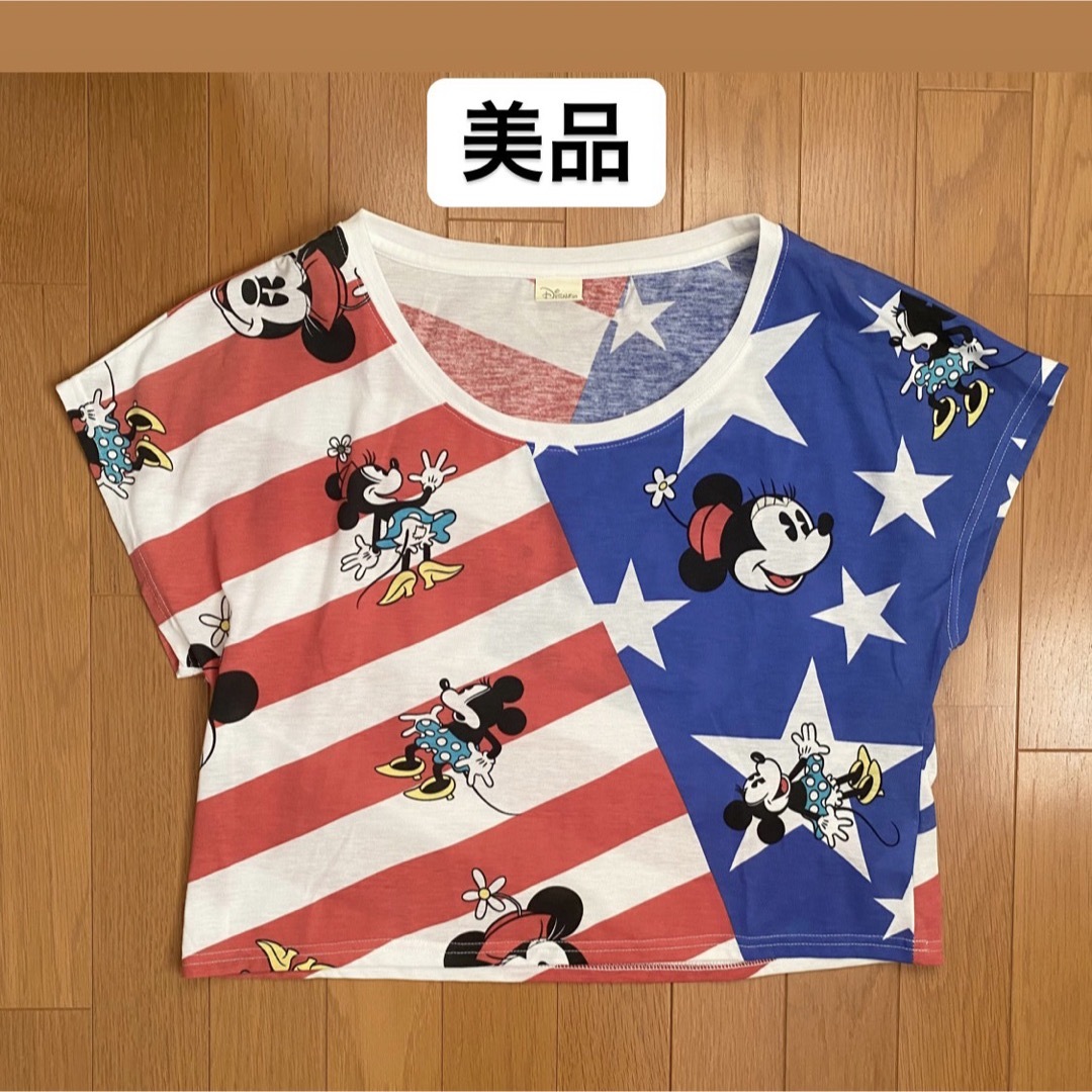 Disney(ディズニー)の【美品】ミニー　ディズニー　Disney Tシャツ　アメリカ トップス　国旗 レディースのトップス(Tシャツ(半袖/袖なし))の商品写真