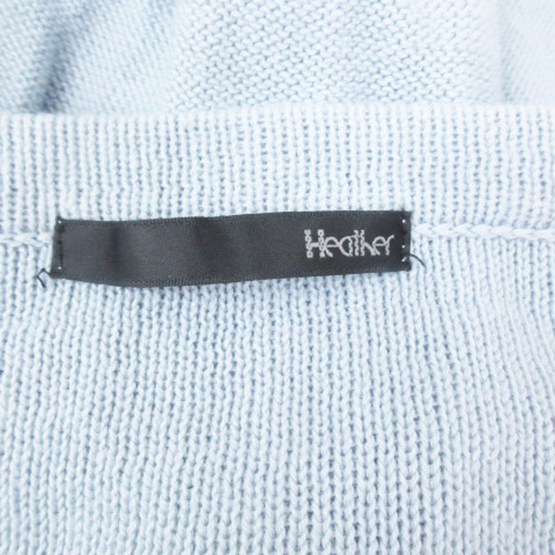 heather(ヘザー)のヘザー ニットカーディガン ミドル丈 九分袖 刺繍 F 水色 ライトブルー レディースのトップス(カーディガン)の商品写真