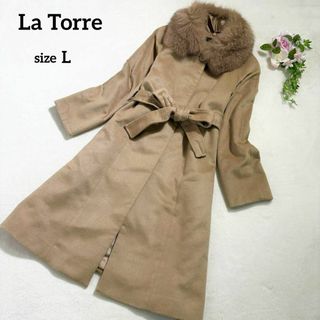 La Torre ロングコート カシミア100% サガファー ブルーフォックス(ロングコート)